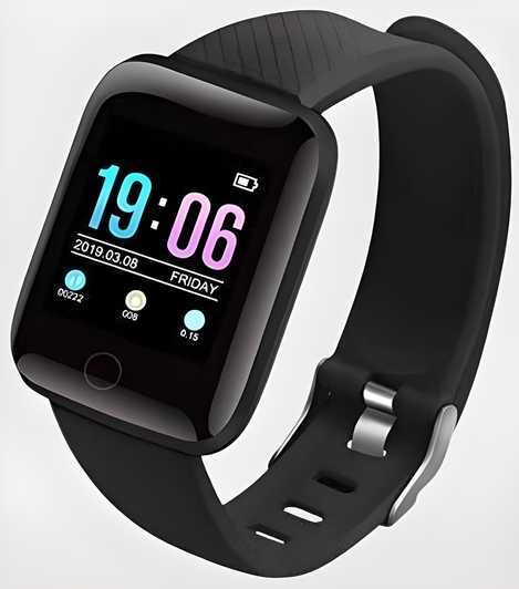 ID116 Plus Smart Fitness Tracker – Color Screen Smartwatch (Black)