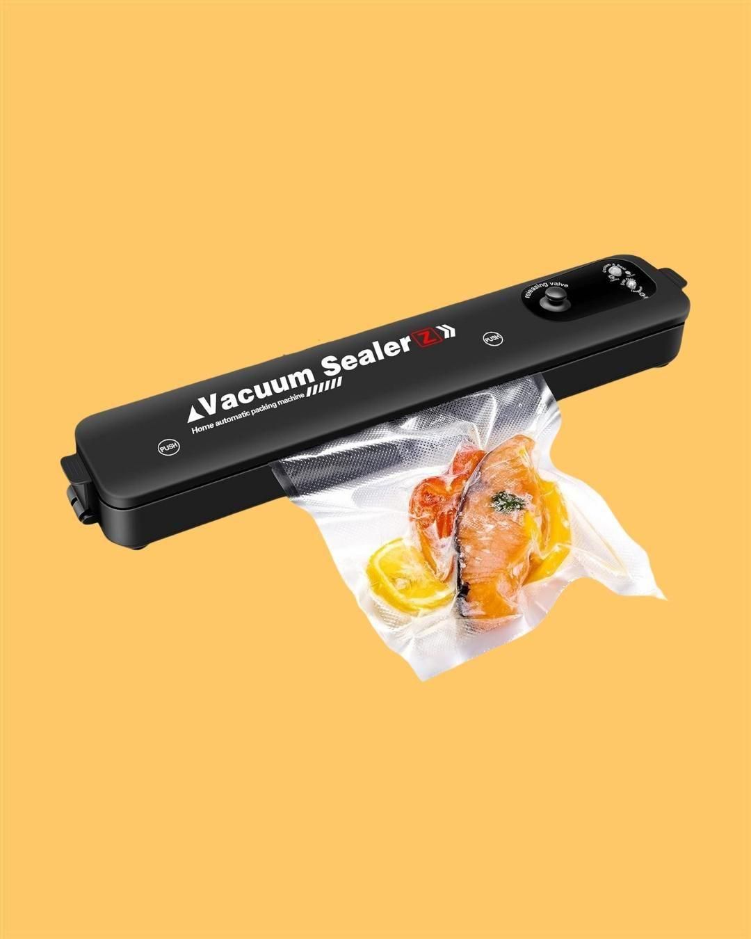 Portable Multi-functional Food Vacuum Sealer – Compact, Powerful & Easy to Use (Black, Aluminum)