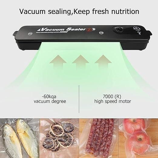 Portable Multi-functional Food Vacuum Sealer – Compact, Powerful & Easy to Use (Black, Aluminum)